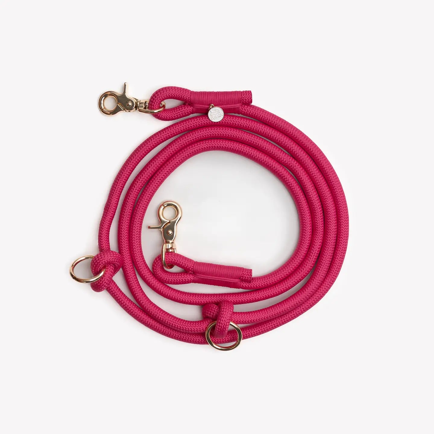 Laisse en corde tressée multi-positions - Fuchsia