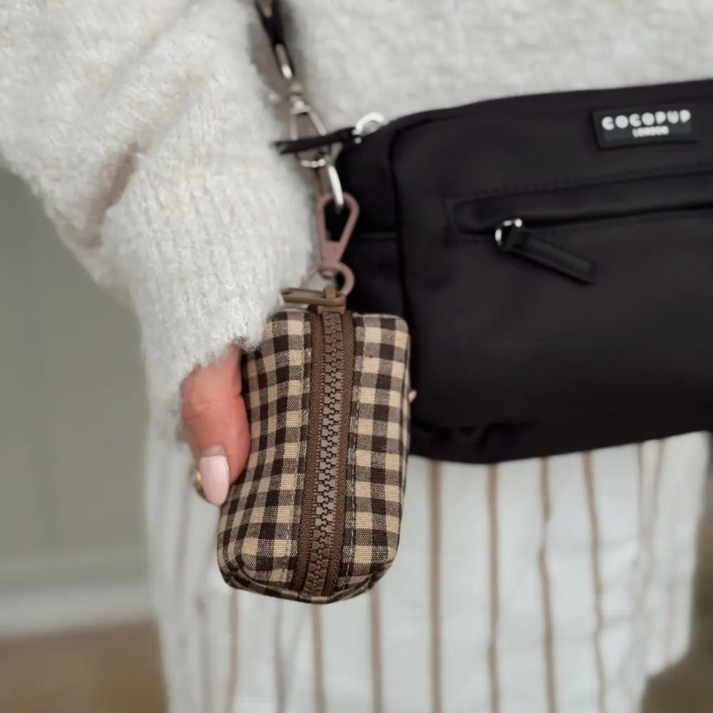 Porte-sac à déjections - Carreaux marron