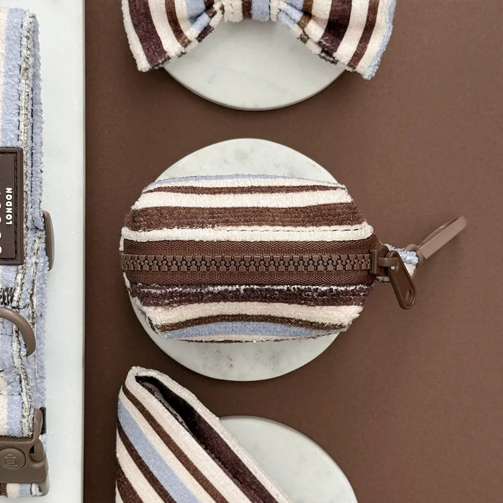 Porte-sac à déjections - Rayures marron et bleu
