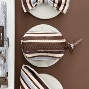 Porte-sac à déjections - Rayures marron et bleu