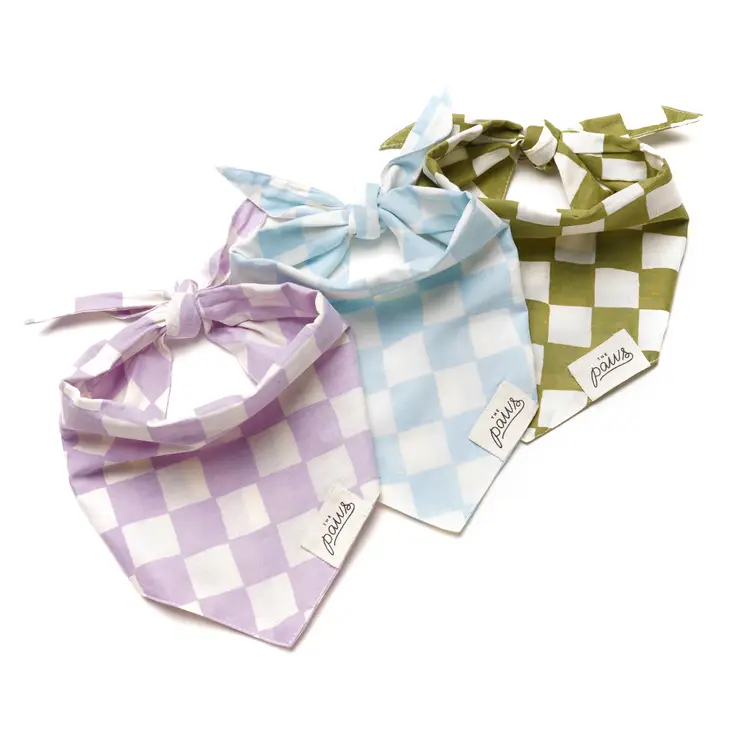 Bandana pour chien - Carreaux Violets et Blancs