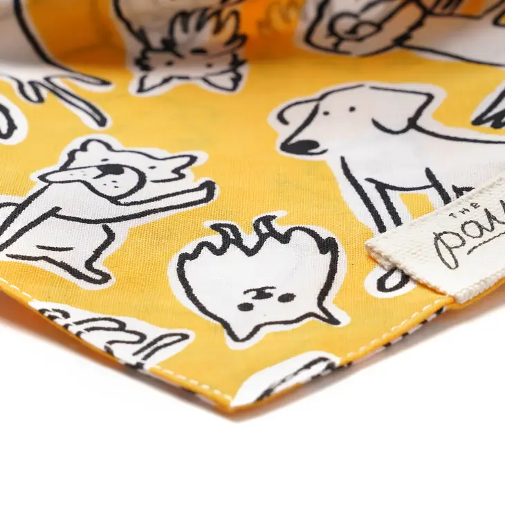 Bandana Collier chien - Motifs chiens sur fond jaune