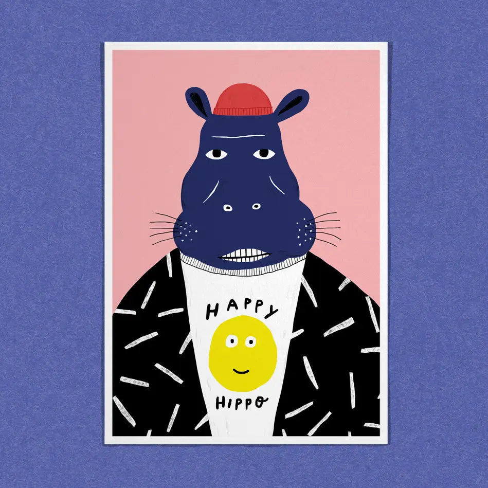 Carte Postale - Happy hippo