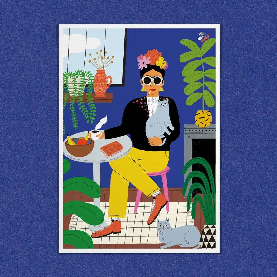 Carte Postale - La fille aux chats