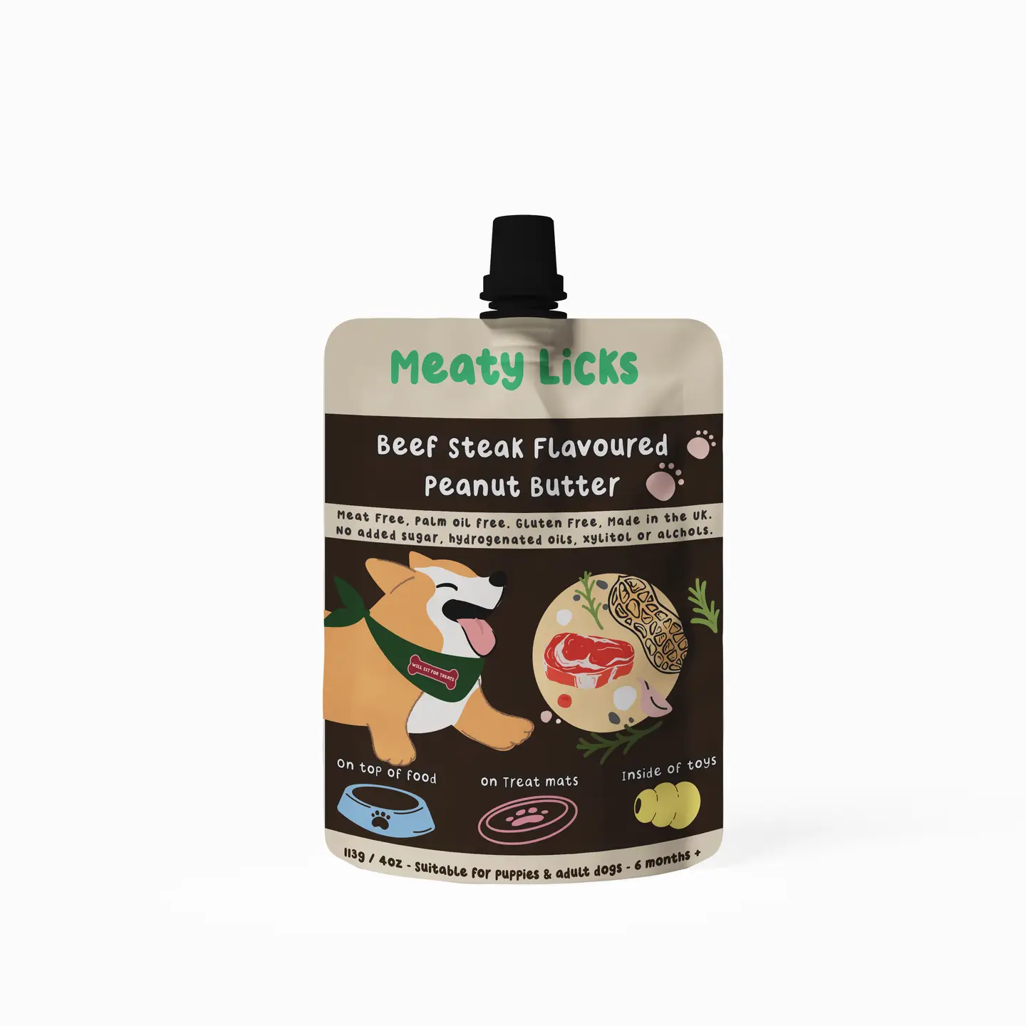 Friandises à lécher - Steak de boeuf & beurre de cacahuète