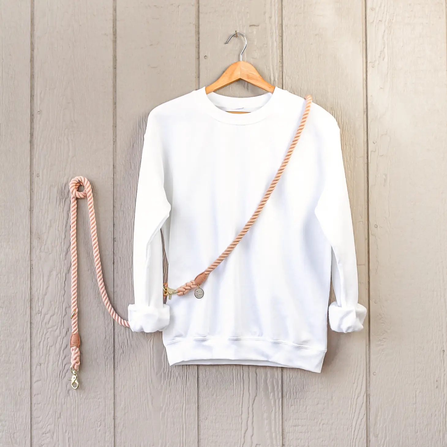 Laisse en corde mains libres - Champagne Quartz-Laisses-Bop Pop-Muzon