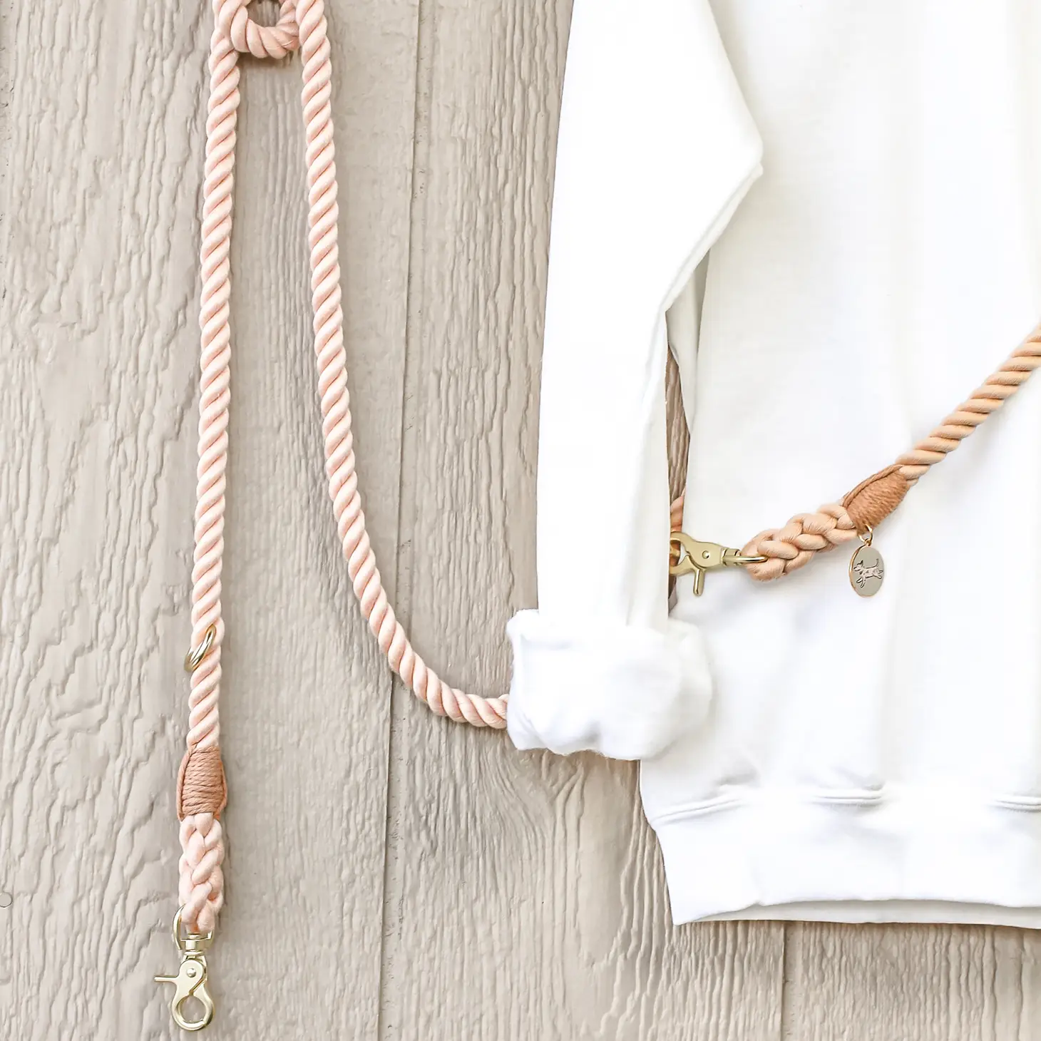Laisse en corde mains libres - Champagne Quartz-Laisses-Bop Pop-Muzon