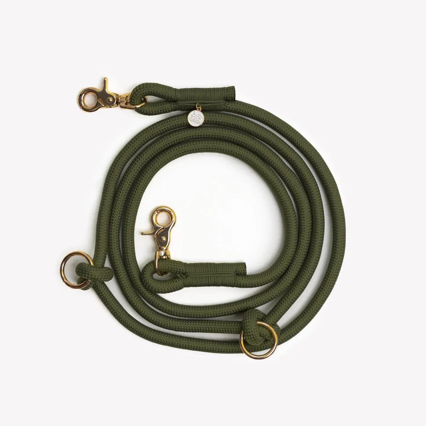 Laisse en corde tressée multi-positions - Vert mousse