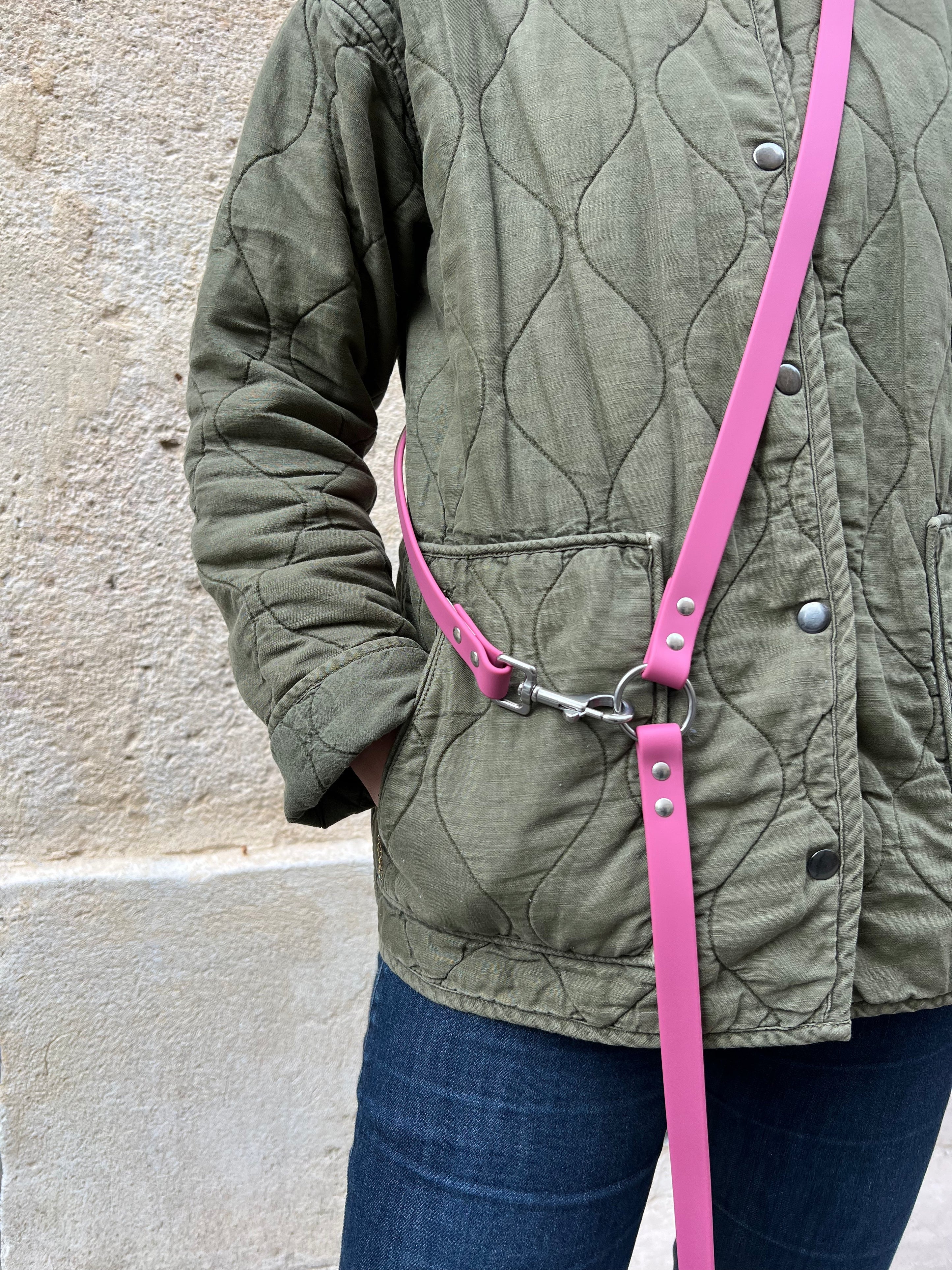 Laisse multi-positions waterproof - Framboise