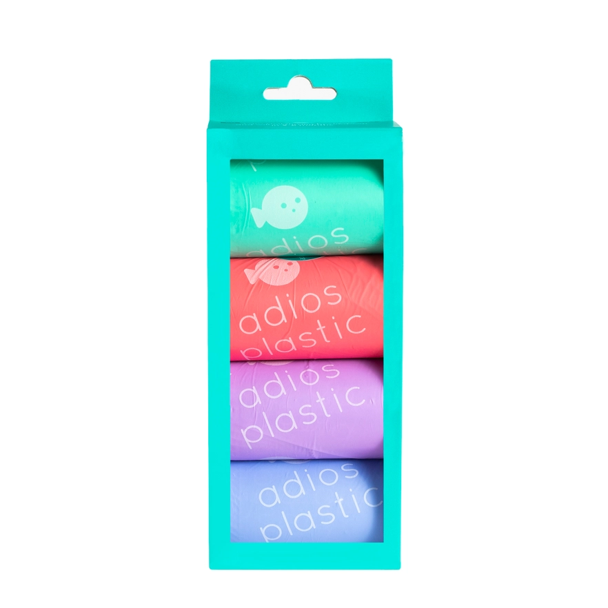 4 rouleaux rainbow arc en ciel (60 sacs) de sacs compostables pour déjections canines - 